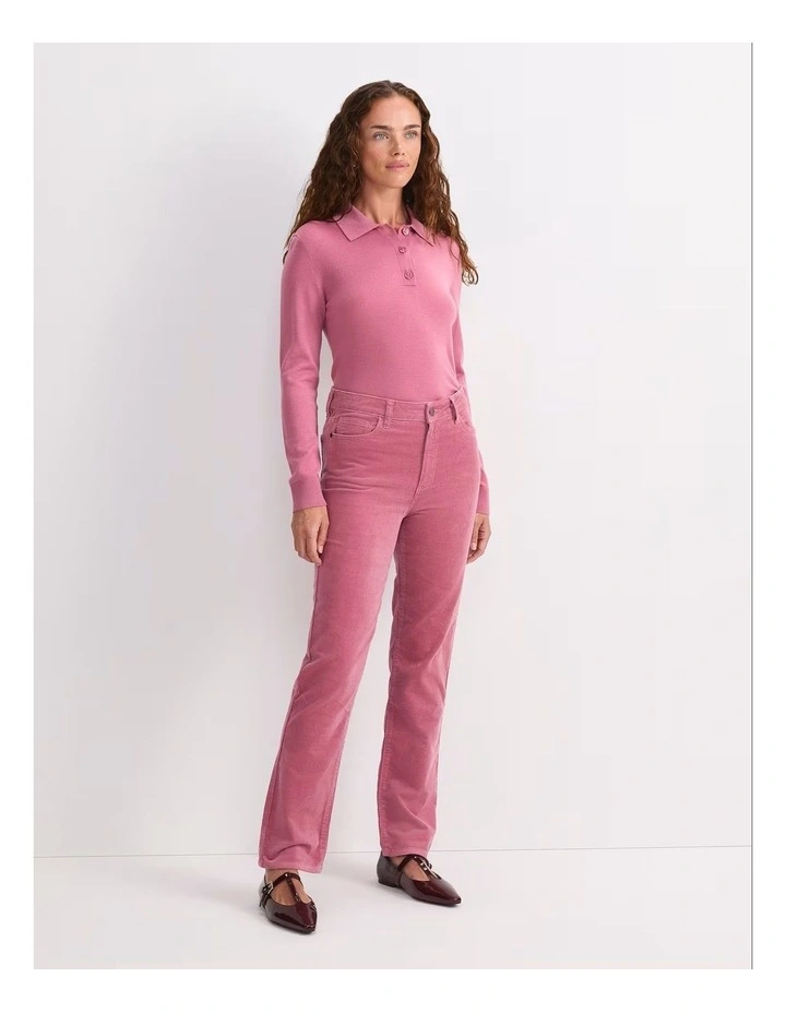 Cleo Cord Straight Jean in Pink image 3