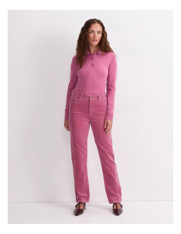Cleo Cord Straight Jean in Pink image 4