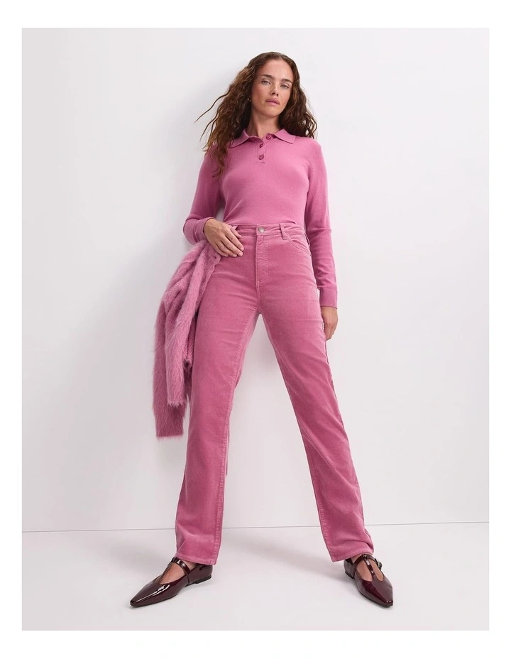Cleo Cord Straight Jean in Pink image 5