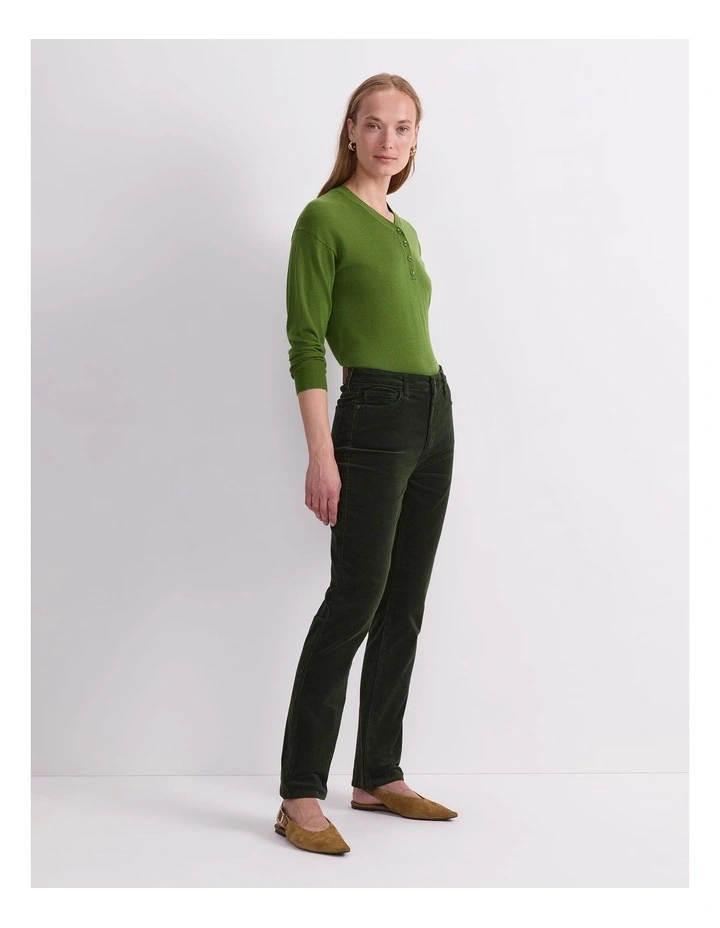 Cleo Straight Cord Jean in Green image 3