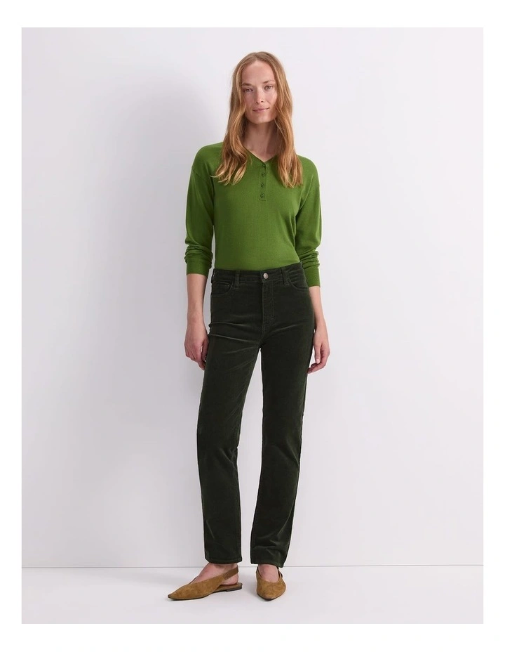 Cleo Straight Cord Jean in Green image 4