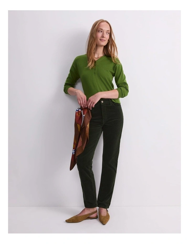 Cleo Straight Cord Jean in Green image 5