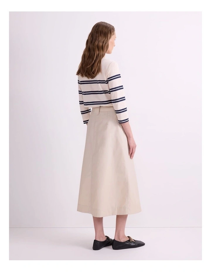 Audrey Button Through Skirt in Beige image 2