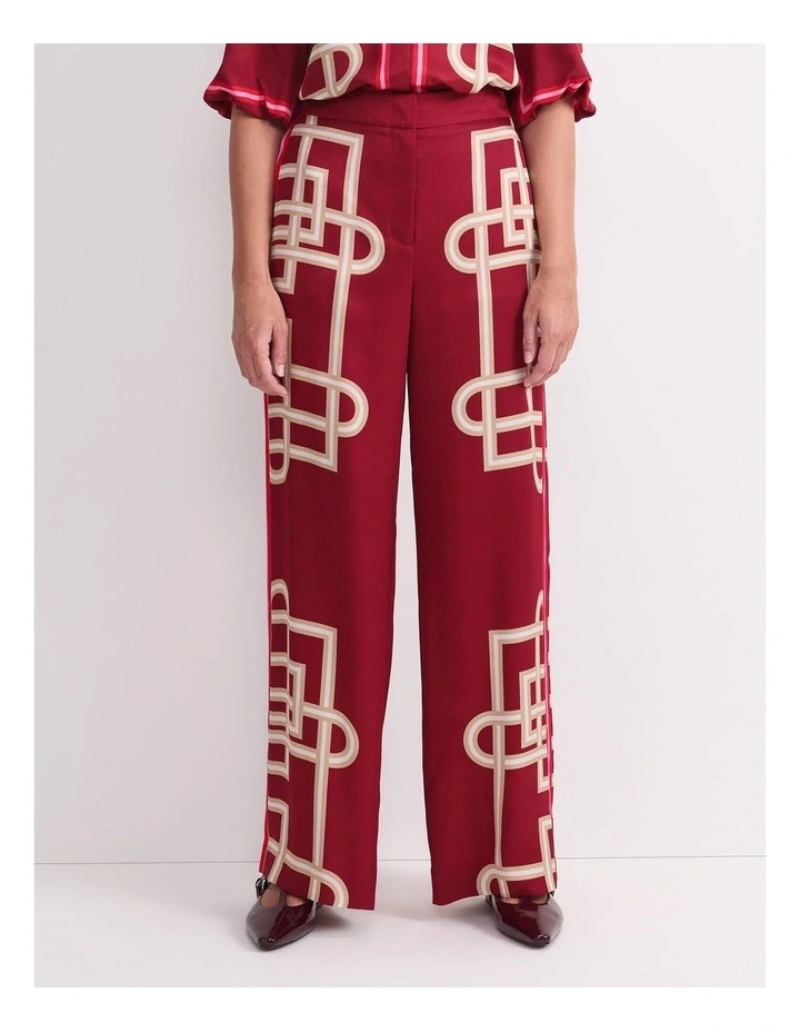 Rhodes Print Pant in Red image 1