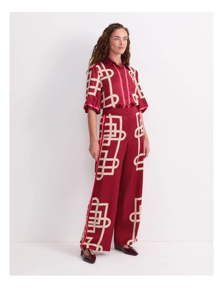 Rhodes Print Pant in Red image 3