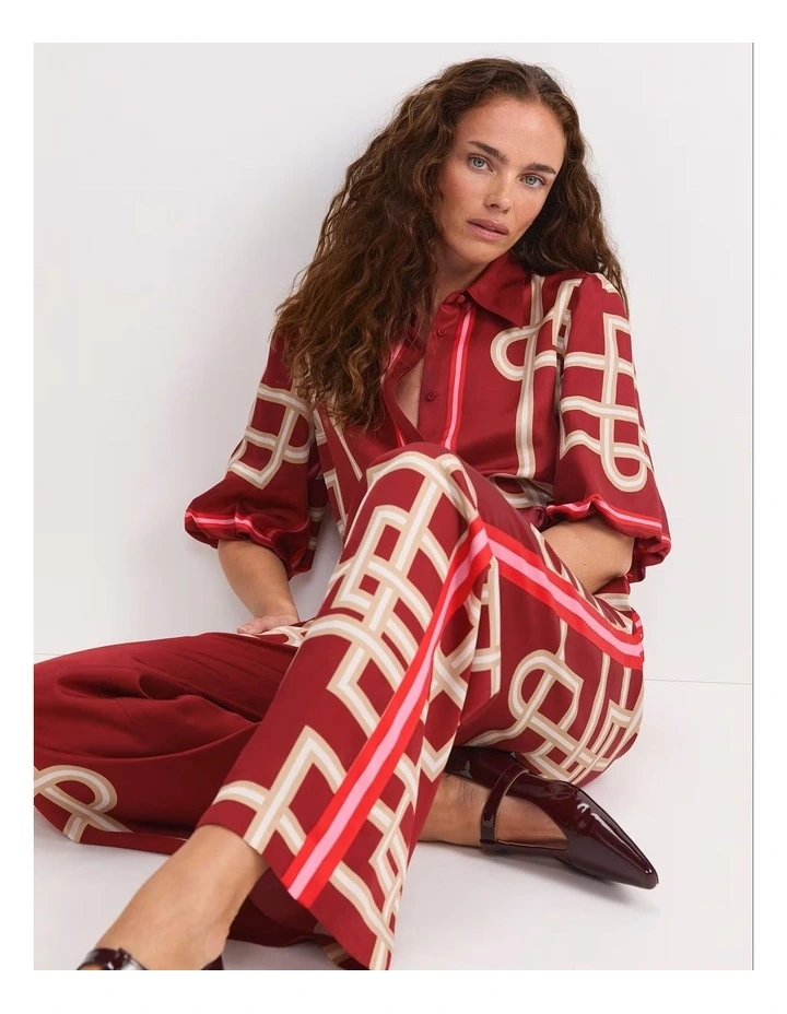 Rhodes Print Pant in Red image 5