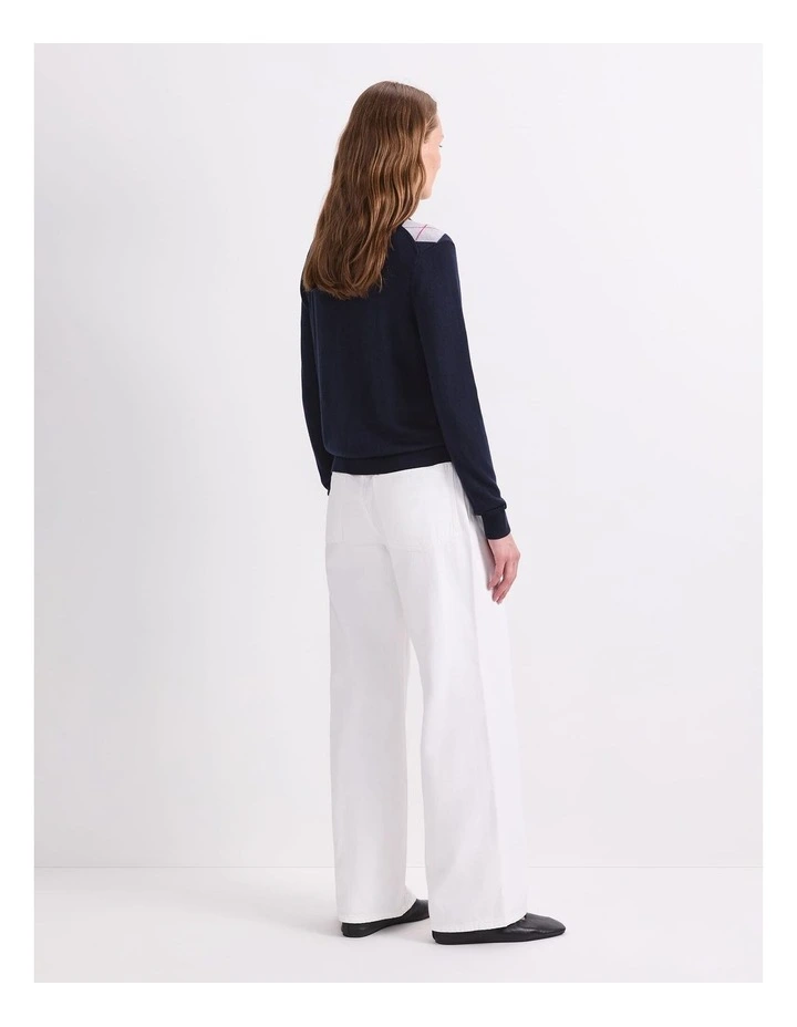 Francis Argyle Polo Knit Top in Blue image 2