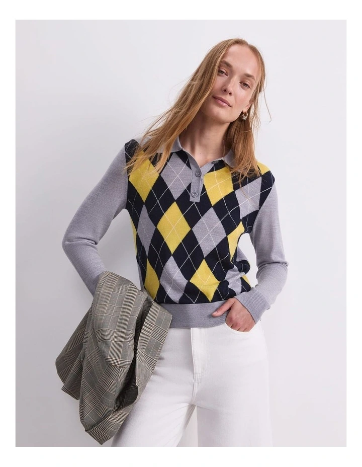 Francis Argyle Polo Top in Multi image 5