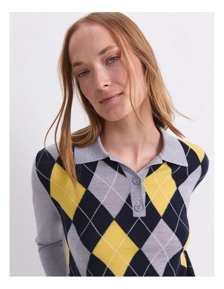 Francis Argyle Polo Top in Multi image 6