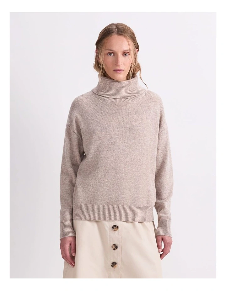 Sunshine Roll Neck Sweater in Oatmeal image 1