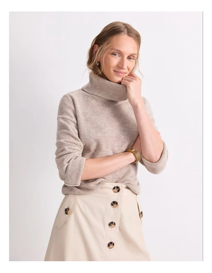 Sunshine Roll Neck Sweater in Oatmeal image 5