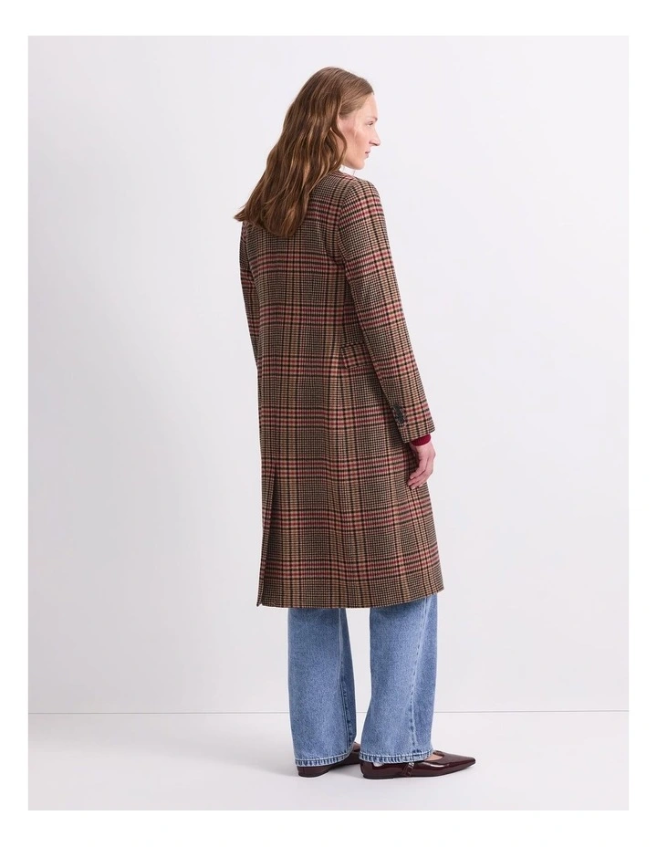 Gia Double Breasted Check Coat in Multi image 2