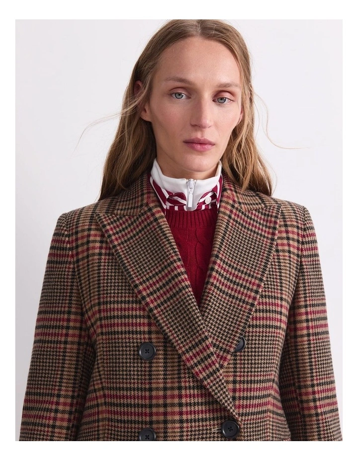 Gia Double Breasted Check Coat in Multi image 4