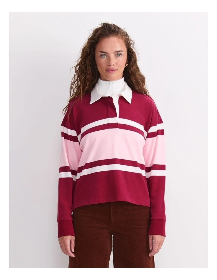Joanna Cropped Rugby Shirt in Multi image 1
