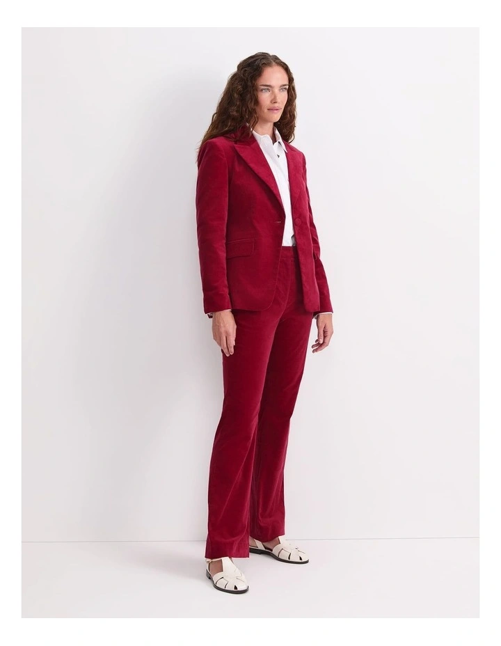 Thea Velvet Blazer in Red image 3