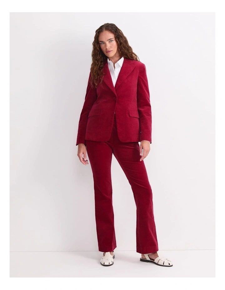 Thea Velvet Blazer in Red image 4