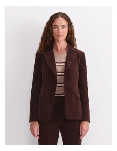 Thea Velvet Blazer in Brown