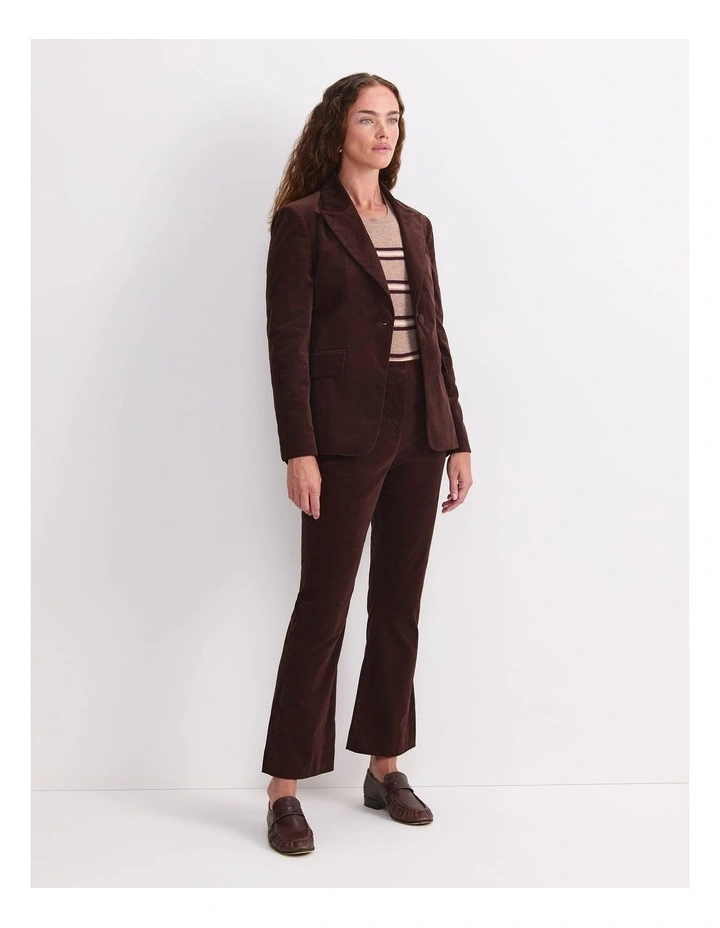 Thea Velvet Blazer in Brown image 3