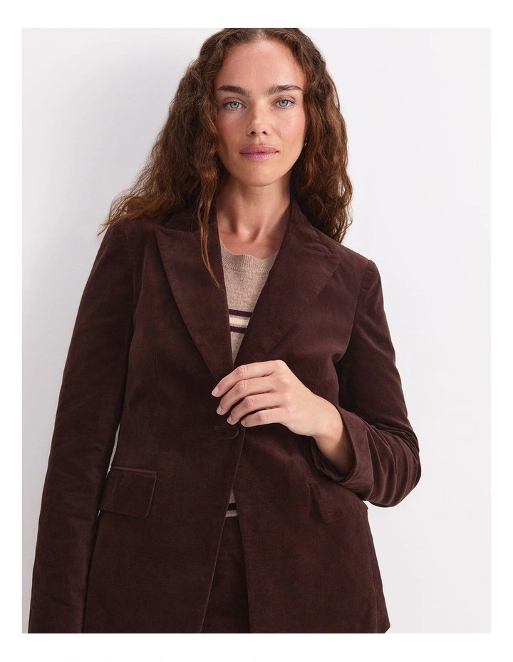 Thea Velvet Blazer in Brown image 5