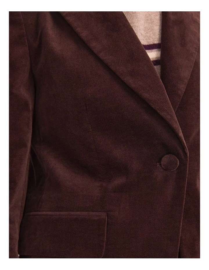 Thea Velvet Blazer in Brown image 6