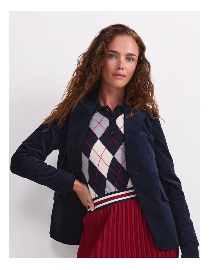 Thea Velvet Blazer in Blue image 6