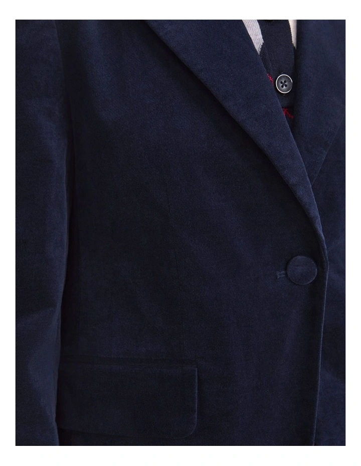 Thea Velvet Blazer in Blue image 7