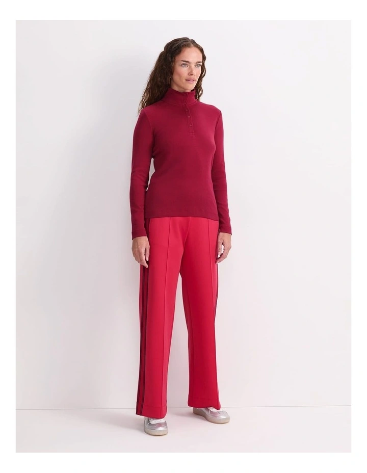 Lucy Snap Funnel Neck Top in Red image 3