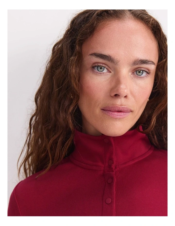 Lucy Snap Funnel Neck Top in Red image 6