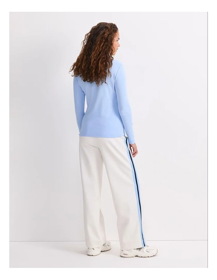 Lucy Snap Funnel Neck Top in Blue image 2