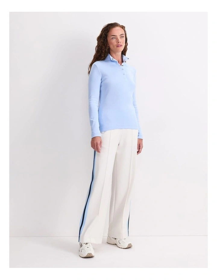 Lucy Snap Funnel Neck Top in Blue image 3