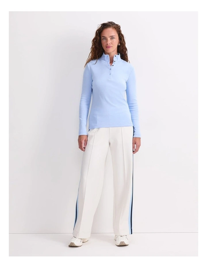 Lucy Snap Funnel Neck Top in Blue image 4