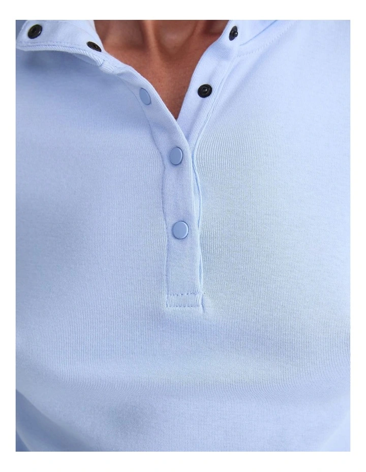 Lucy Snap Funnel Neck Top in Blue image 6