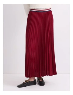 Sunray Pleated Skirt in Red
