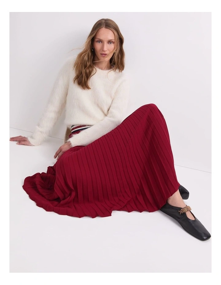 Sunray Pleated Skirt in Red image 4
