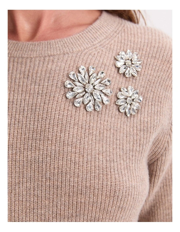 Pearl Embellished Tee in Beige image 5