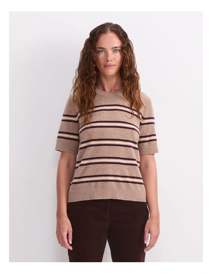 Pearl Crew Neck Knit in Camel/Multi image 1
