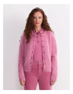 Alpaca Blend Cropped Cardigan in Blossom