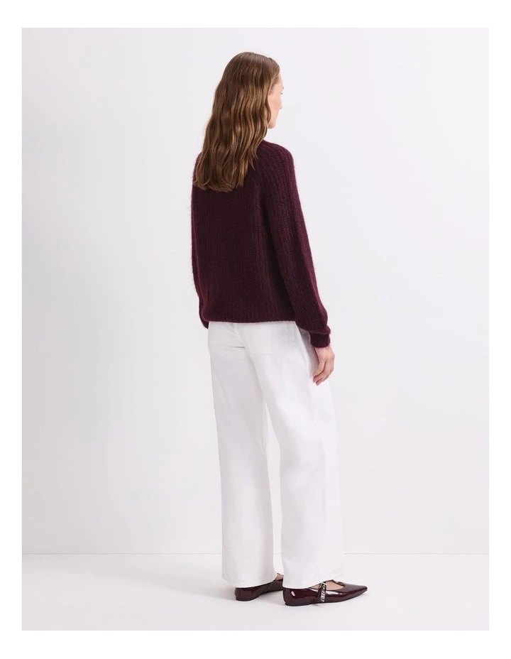 Tatiana Mohair Twist Cardigan in Wine image 2