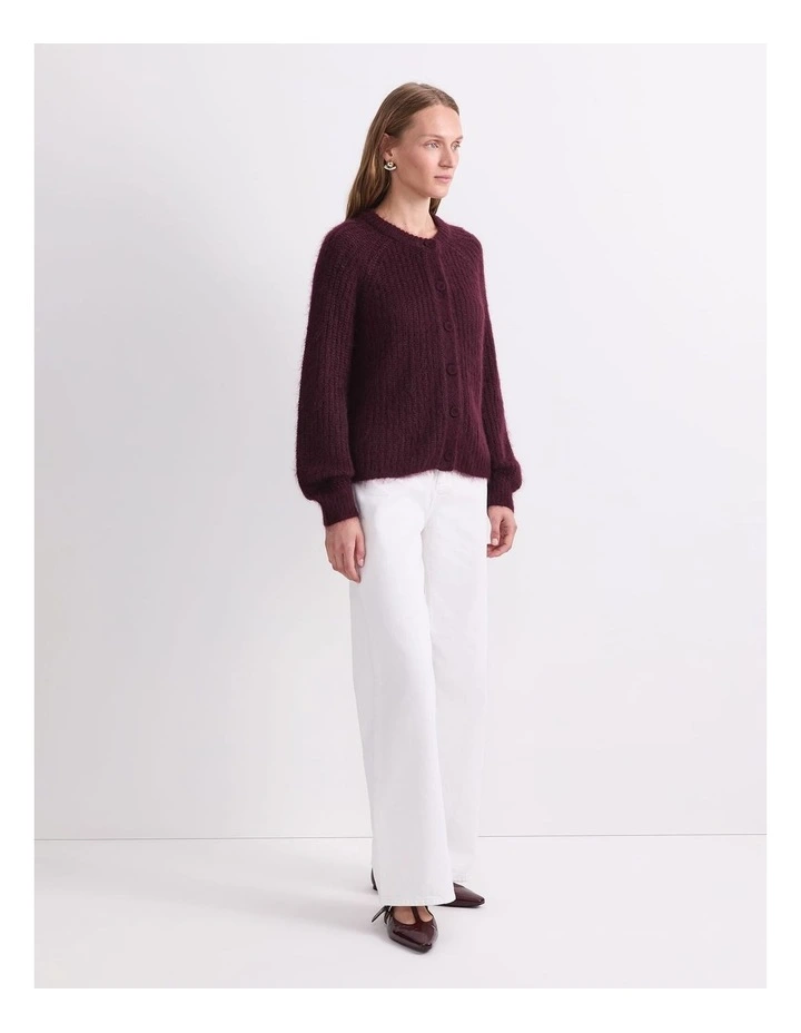 Tatiana Mohair Twist Cardigan in Wine image 3