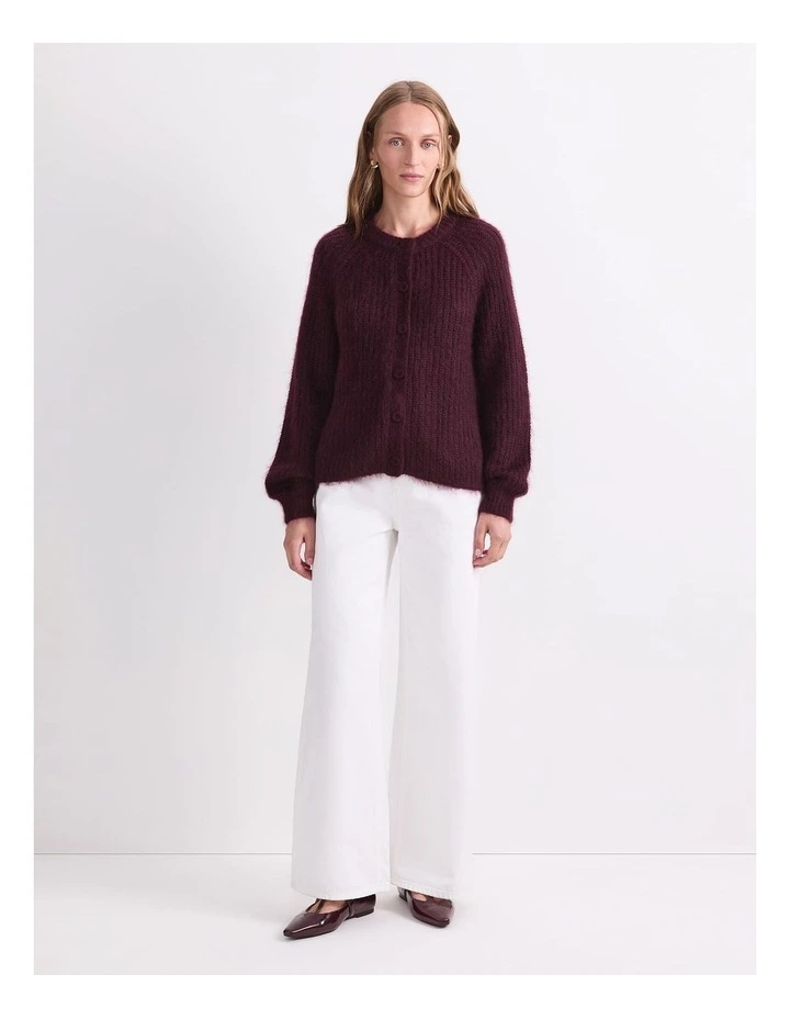 Tatiana Mohair Twist Cardigan in Wine image 4