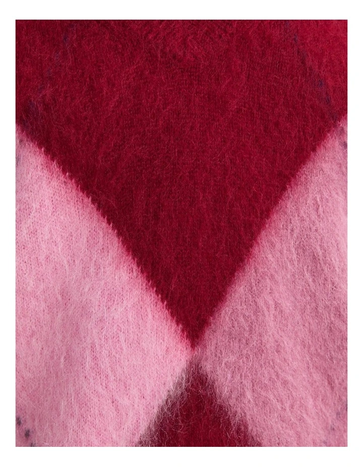 Tatiana Mohair Argyle Knit in Wine image 5