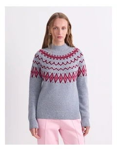 Sunshine Jacquard Sweater in Grey Melange