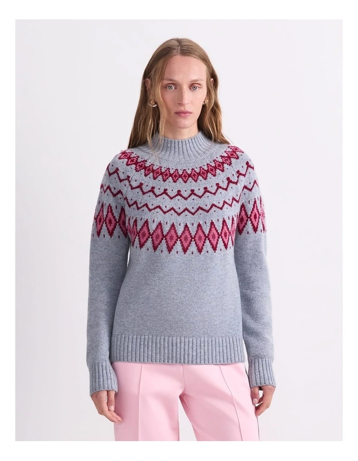 Sunshine Jacquard Sweater in Grey Melange image 1