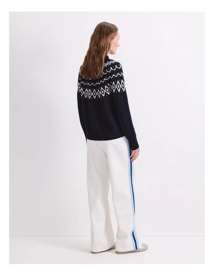 Sunshine Jacquard Sweater in Navy/White image 2