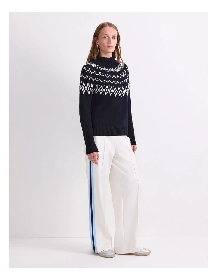 Sunshine Jacquard Sweater in Navy/White image 3