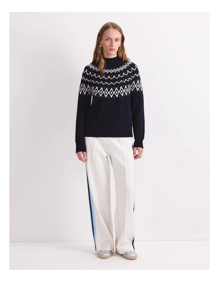 Sunshine Jacquard Sweater in Navy/White image 4