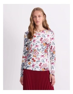 Stately Bouquet Liberty Tee in White/Multi