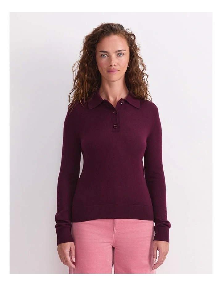 Francis Knit Polo in Wine image 1