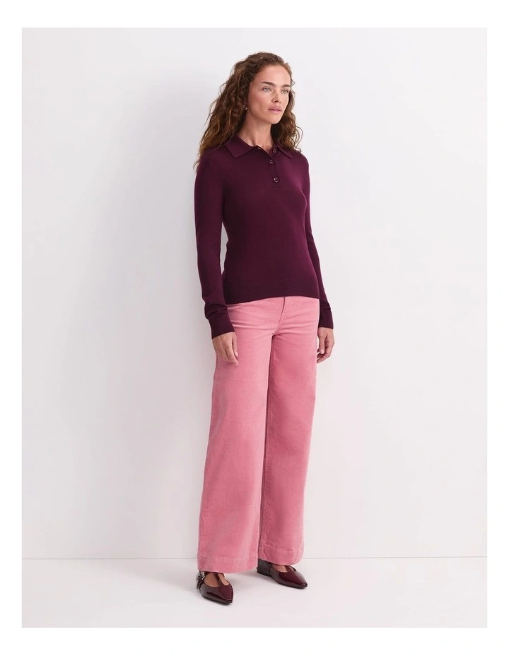 Francis Knit Polo in Wine image 3