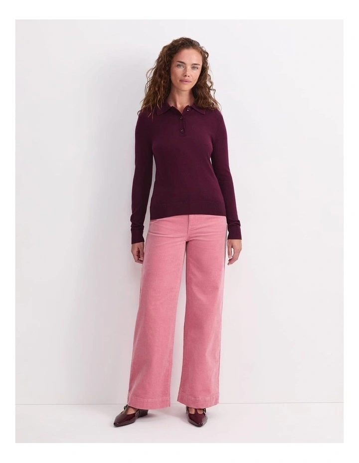 Francis Knit Polo in Wine image 4